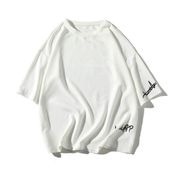 メンズ Tシャツ カットソー トップス 七分袖 ドロップショルダー オーバーサイズ 大きいサイズ 伸縮性 ゆったり ビッグシルエット 大人 ロゴ お洒落 春 夏|トップス|メンズファッション