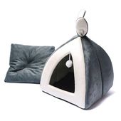 ペット用ベッド Sサイズ 28×28×29cm クッション付き もこもこ 暖かい ポンポン付き 遊べる ストレス解消 落ち着く うさぎ型 かわいい 犬 猫 ハウス 屋内|ペット用品|ペット用品