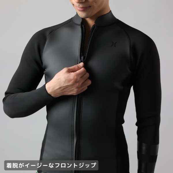 Hurley ブラック 長袖 タッパー メンズMLサイズ HURLEY ハーレー ADVANTAGE PLUS 2MM ZIP JACKET ロング