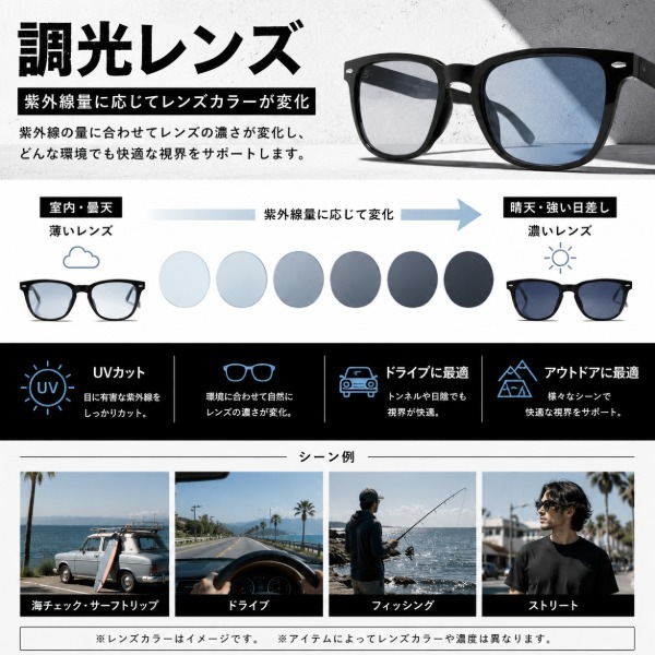 調光レンズサングラス BLACK FLYS ブラックフライズ FLY DAYTONA BLACK