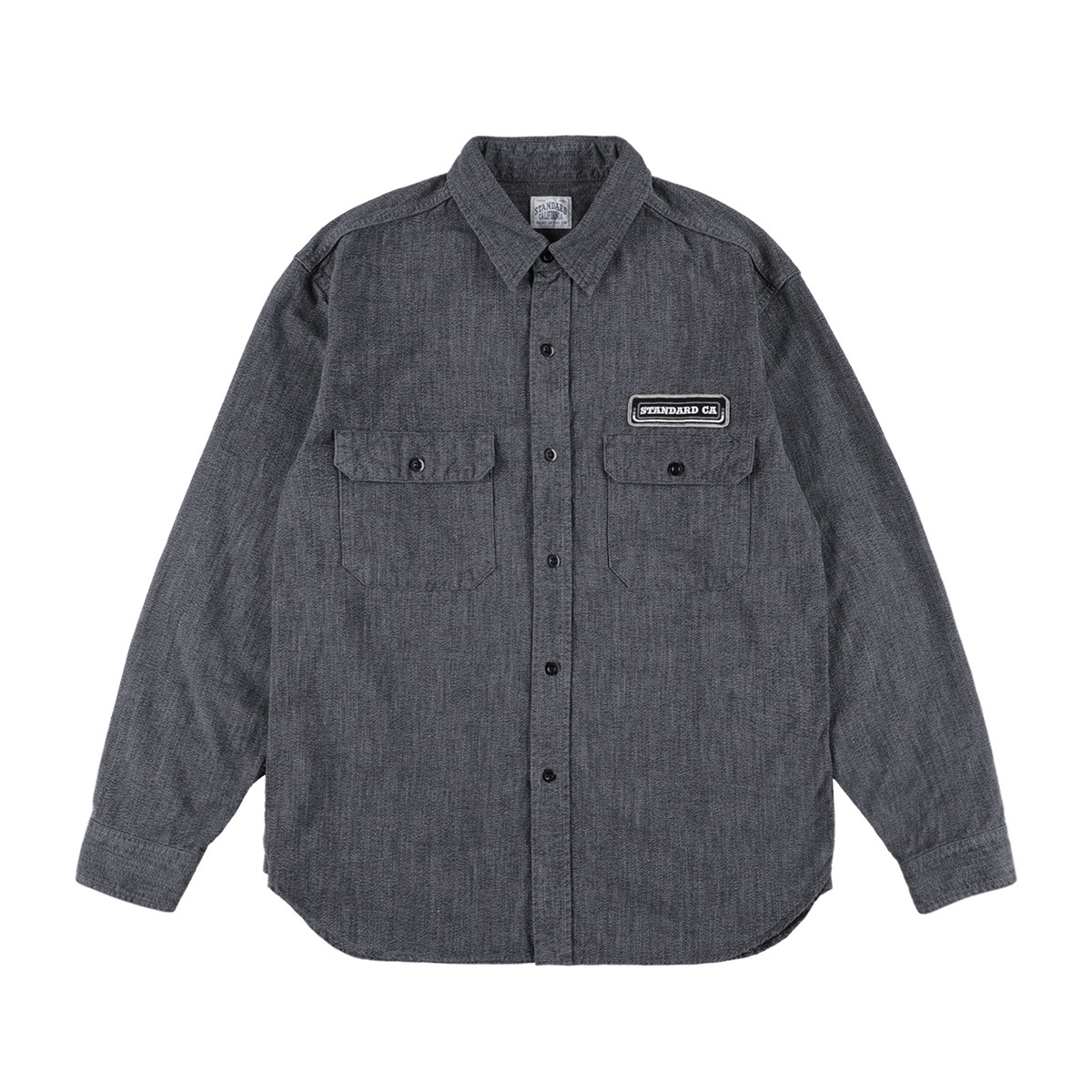 SD Logo Patch Black Chambray Work Shirt Vintage Wash : STANDARD