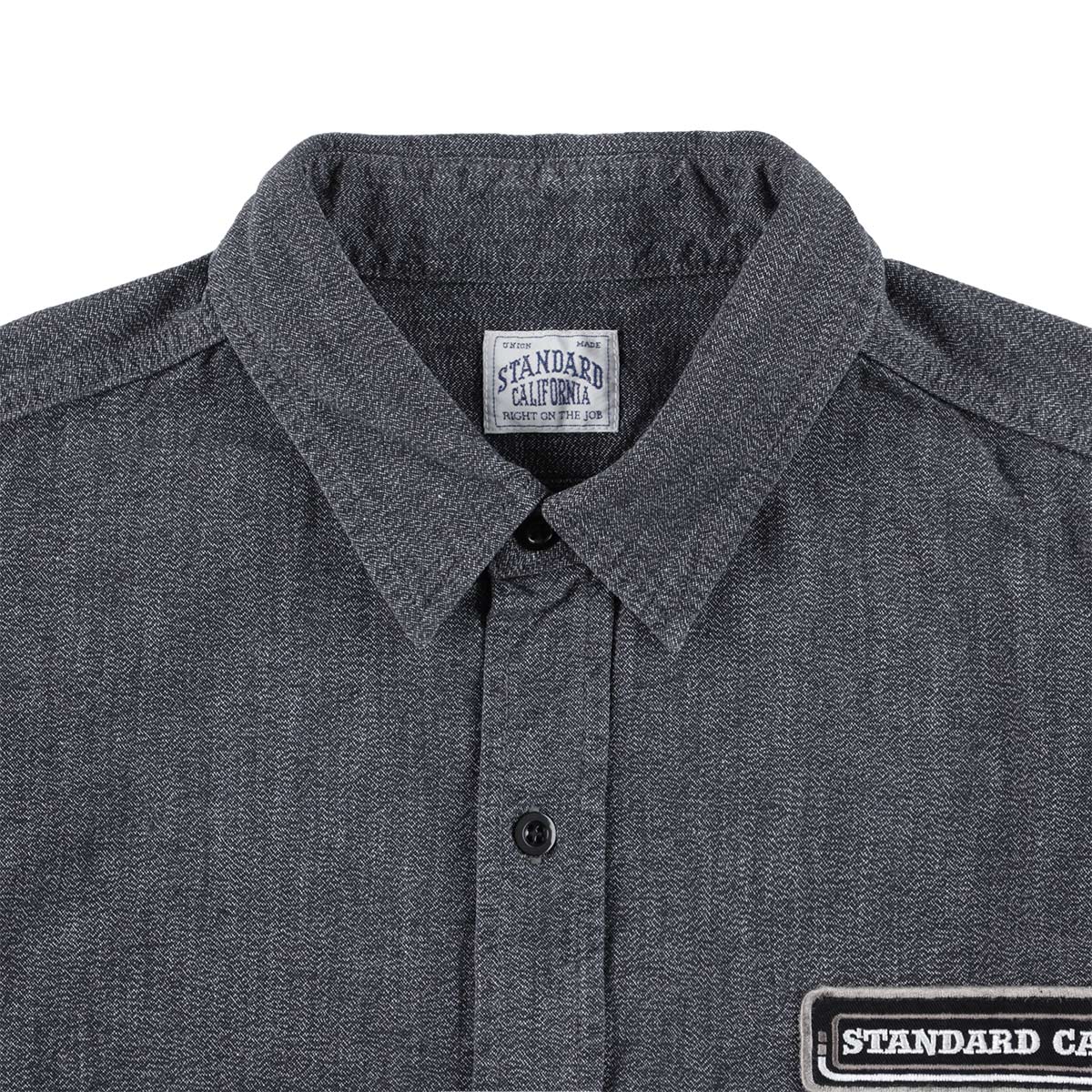 SD Logo Patch Black Chambray Work Shirt Vintage Wash