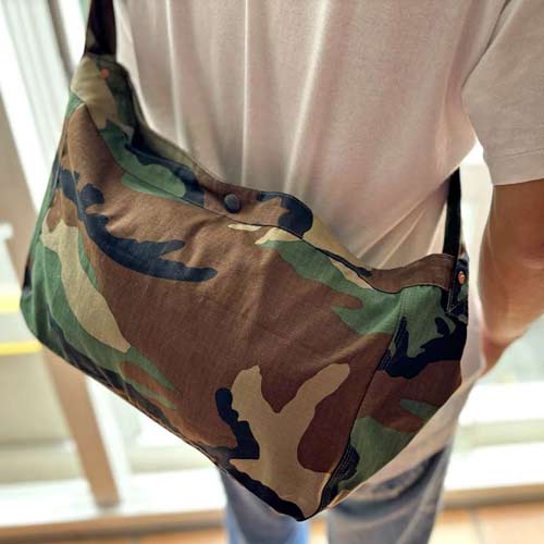 Hand Light 80's Woodland Camo Newspaper Bag