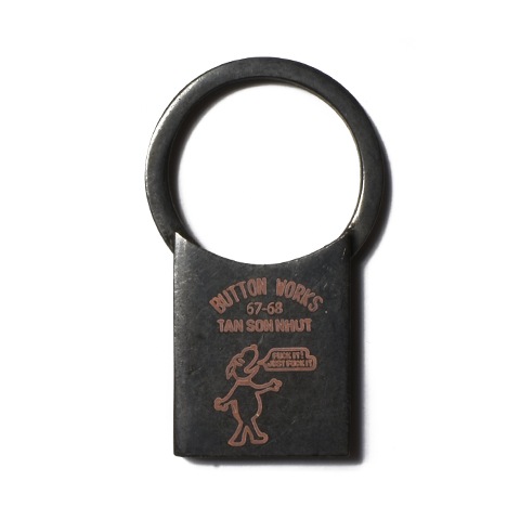 Button Works Black Line Vintage Key Ring Rectangle