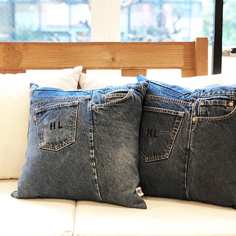 Hand Light Denim Cushion Large No.3