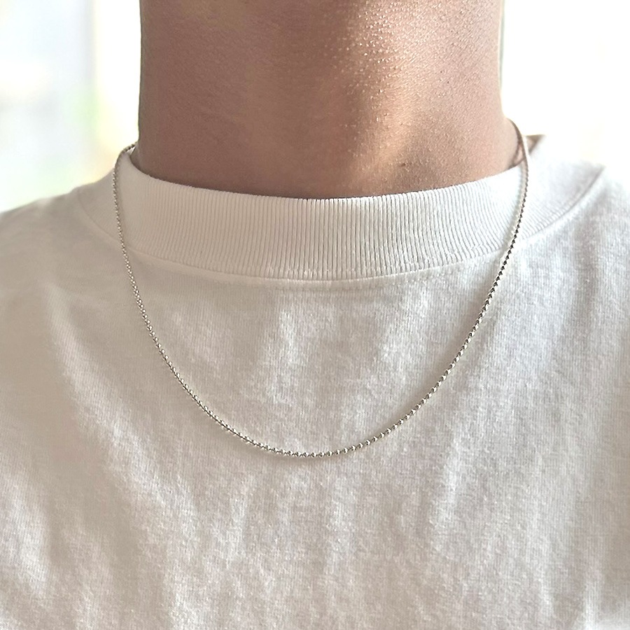 Button Works Silver Ball Chain Necklace 50cm