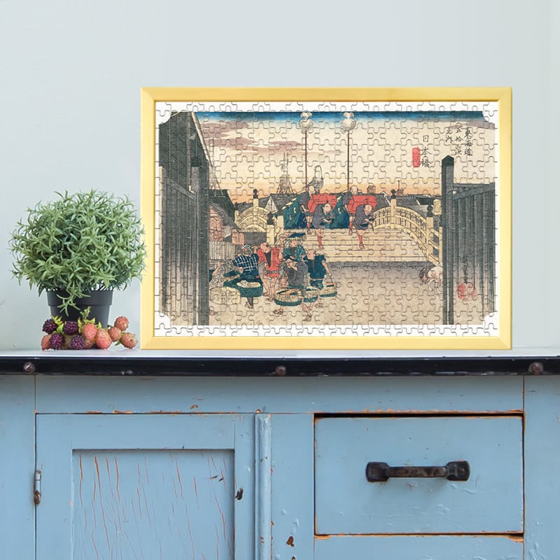 希少 東海道五拾三次 ジグソーパズル 京都 三条大橋 廣重画 京都 三条