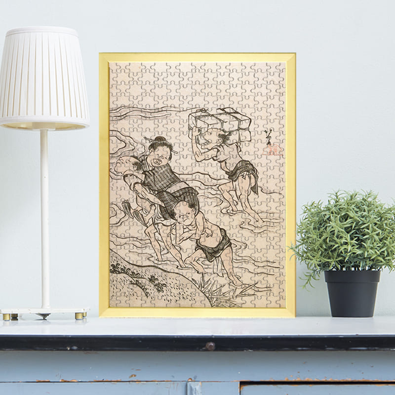 鳥羽絵集会 河渡し 葛飾北斎 ジグソーパズル アートパズル パズル