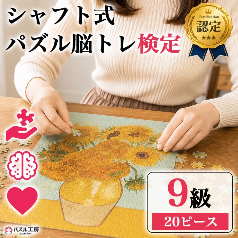 パズル脳トレ検定 9級 20ピース Mサイズ 大ピース 絵柄印刷台紙付き 完成図付き