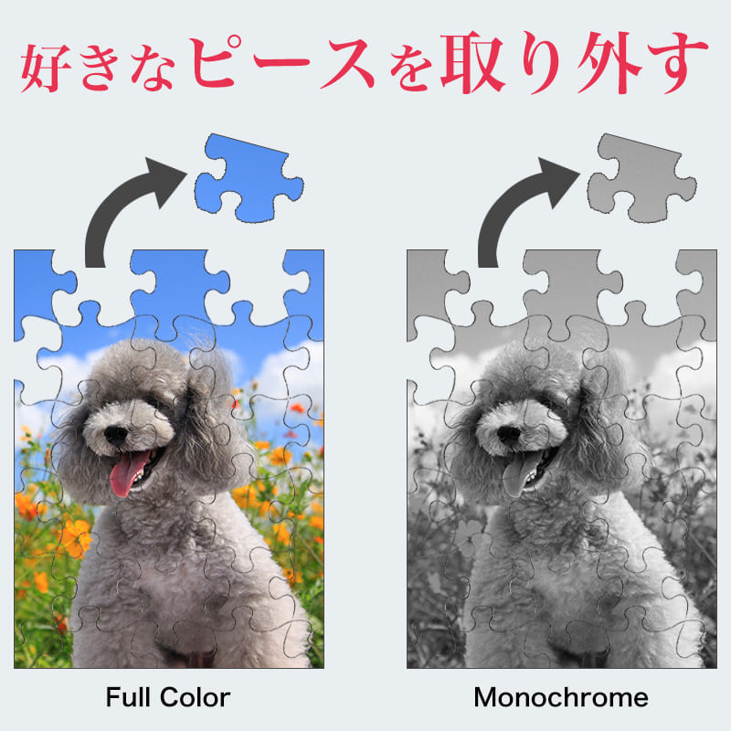 カラー モノクロ 白黒 1枚の写真から2個のジグソーパズル ★ニコイチパズル SSサイズ★