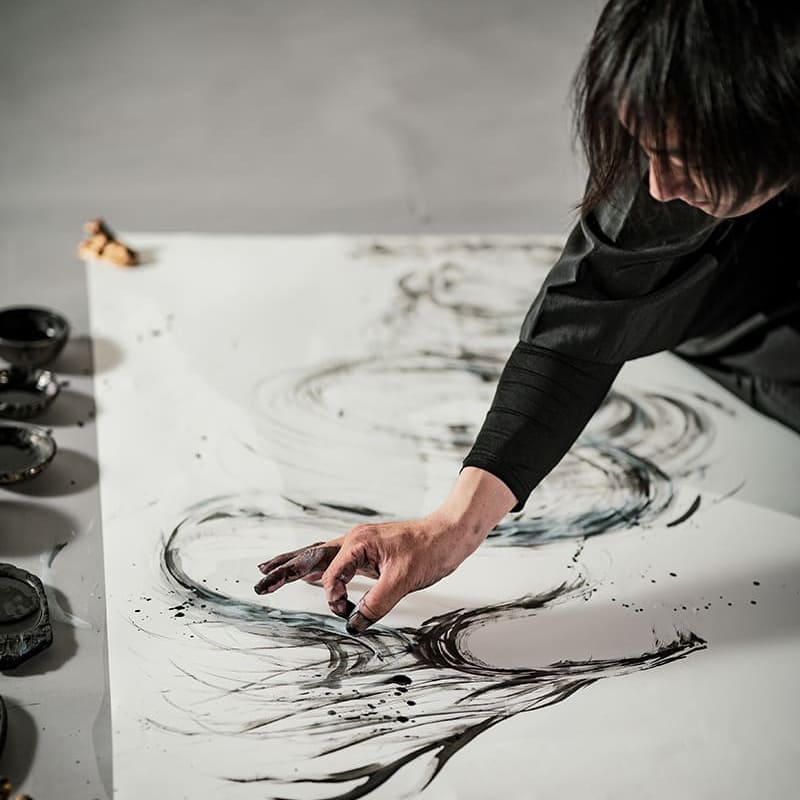 富岳三十六景「神奈川県沖浪裏」現代墨絵アート 荒川 墨絵師