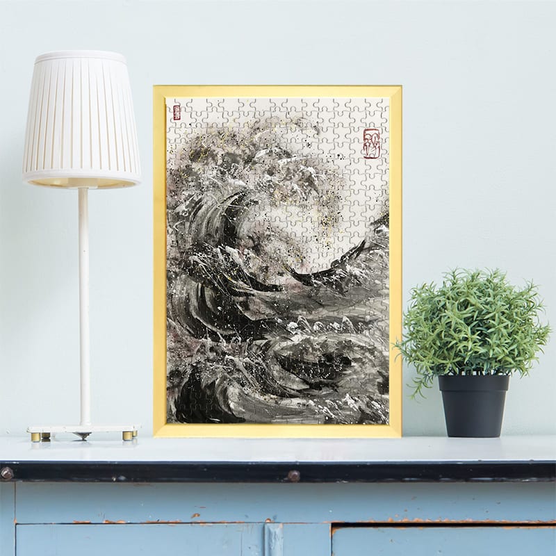 富岳三十六景「神奈川県沖浪裏」現代墨絵アート 荒川 墨絵師