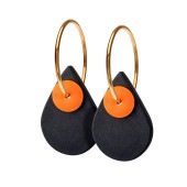 AURA teardrop hoop【BLACK / ORANGE】