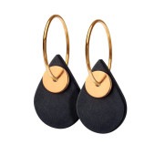 AURA teardrop hoop【BLACK / GOLD】