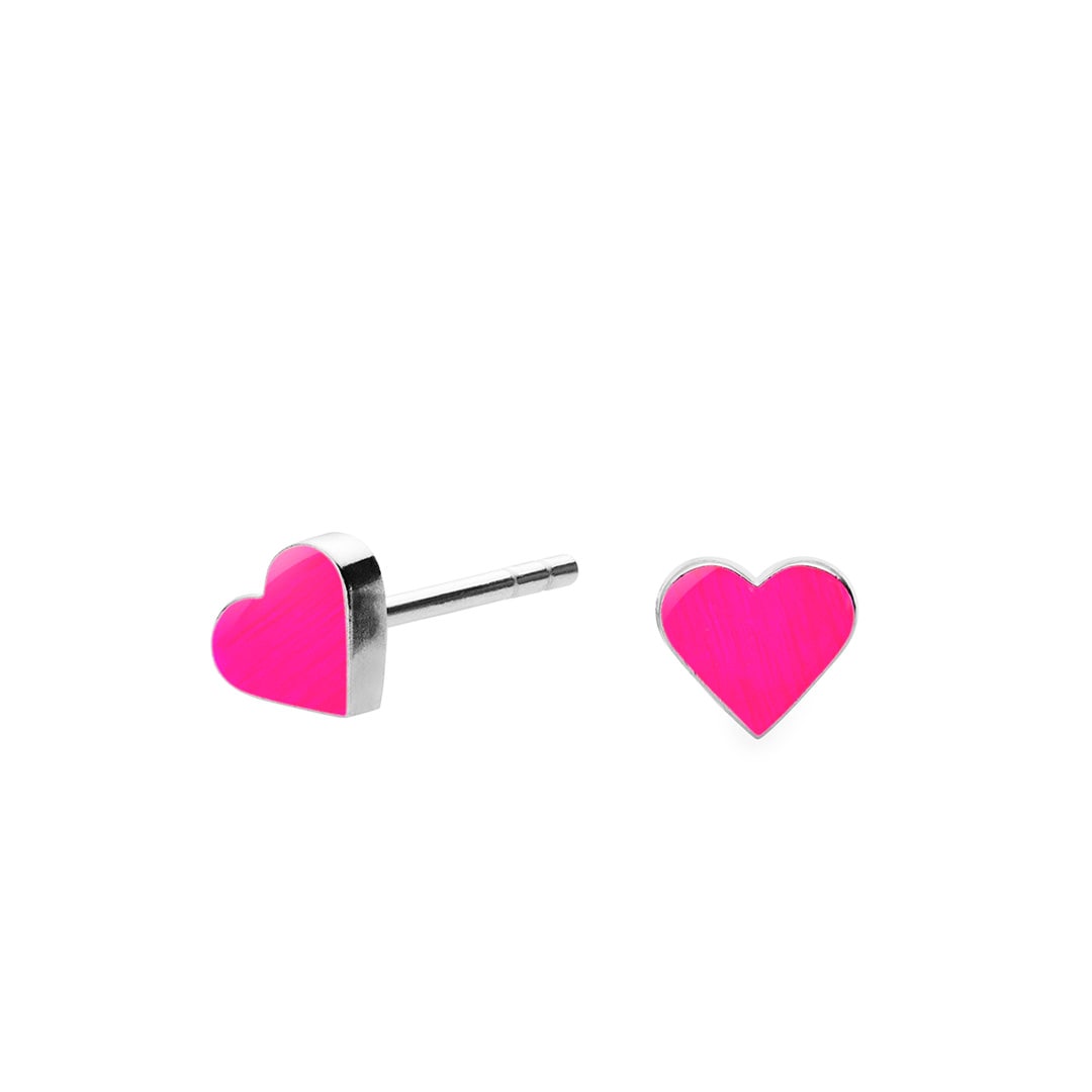 HEART stud【NEON PINK / SILVER】 | 北欧アクセサリー「シェアニング