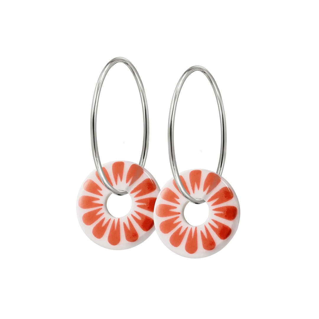 BLOOM hoop tiny【WHITE / CORAL RED】 | 北欧アクセサリー「シェア