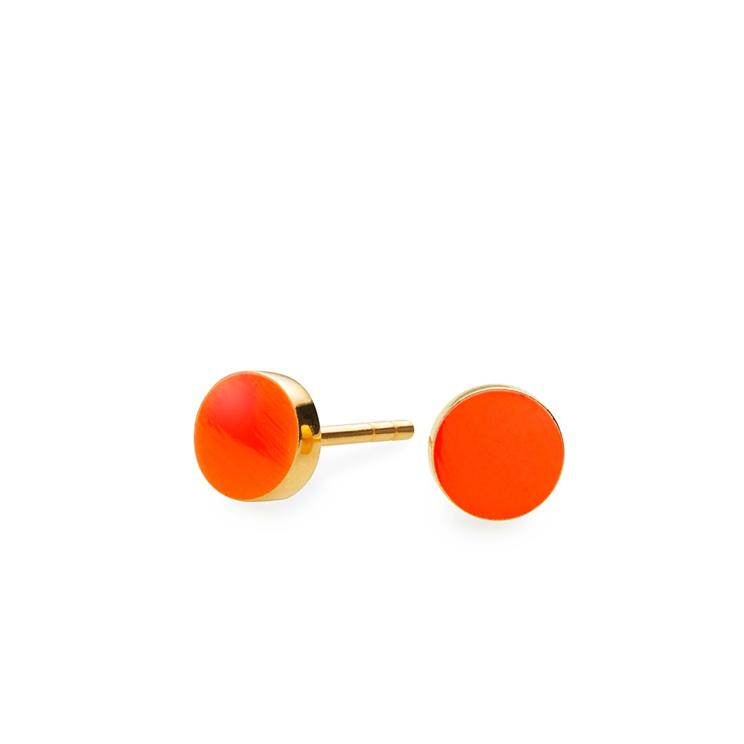 SIGN stud【NEON ORANGE / GOLD】