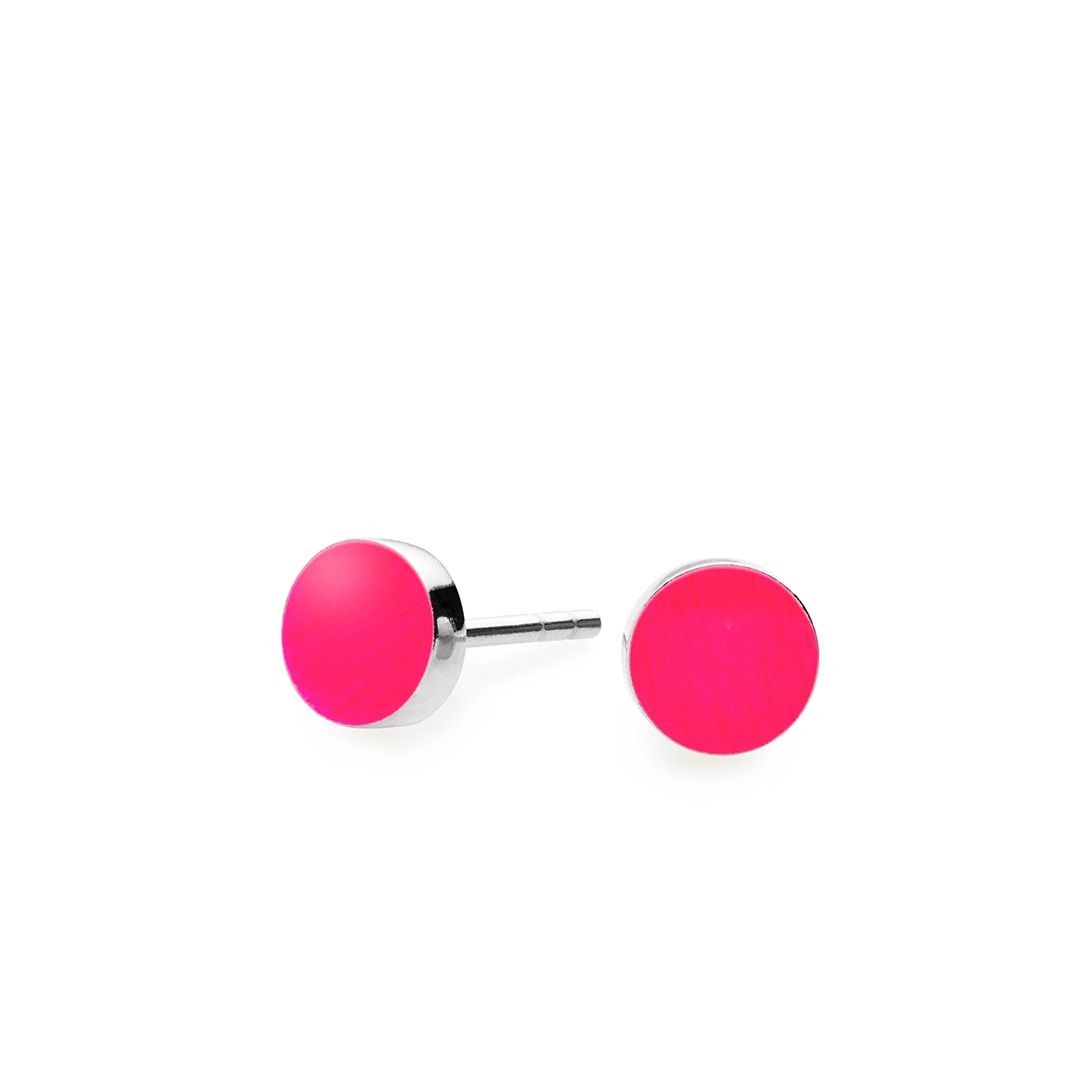 SIGN stud【NEON PINK / SILVER】