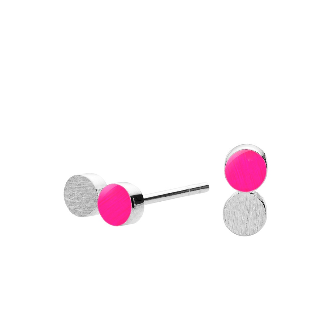 SIGN dotty stud tiny【NEON PINK / SILVER】