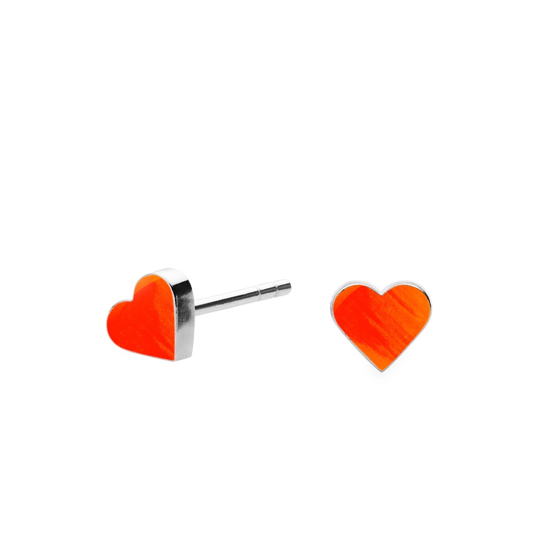 HEART stud tiny【NEON ORANGE / SILVER】