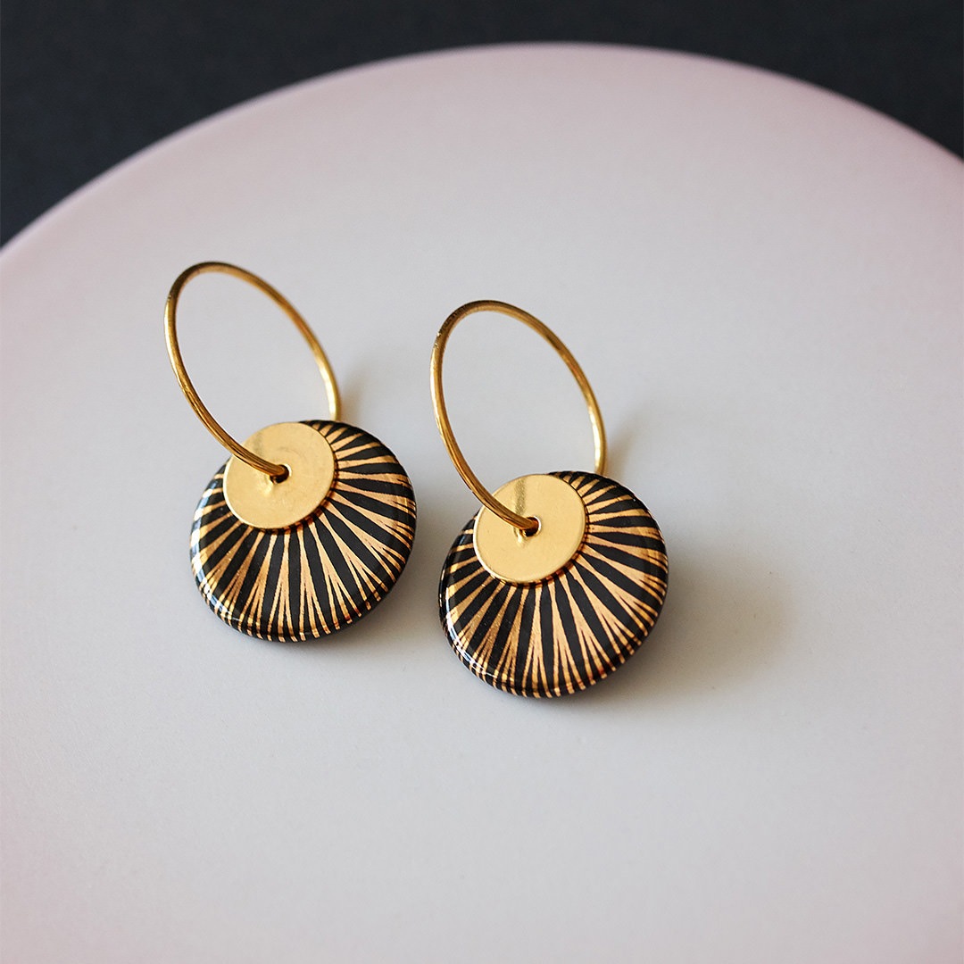 SPLASH duo hoop【BLACK / GOLD】
