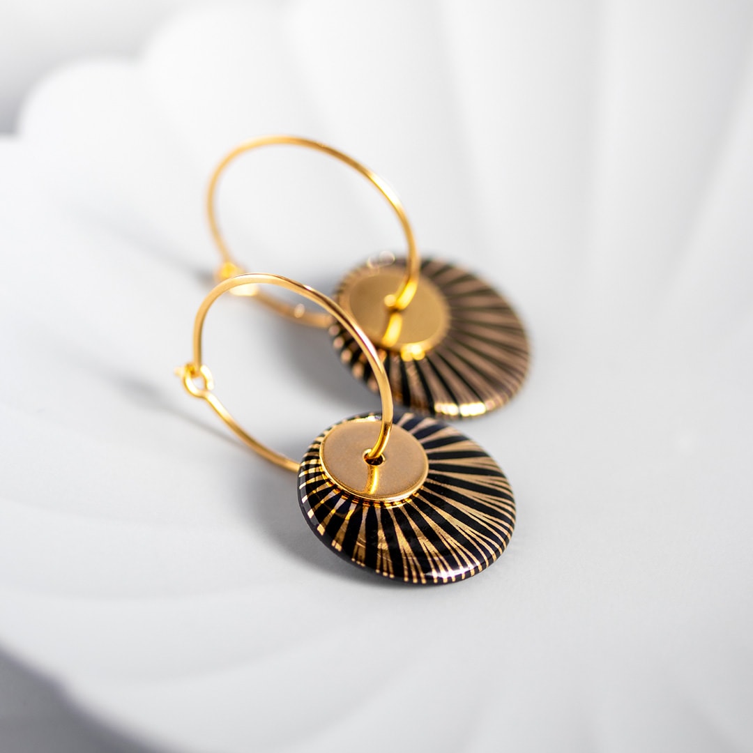 SPLASH duo hoop【BLACK / GOLD】