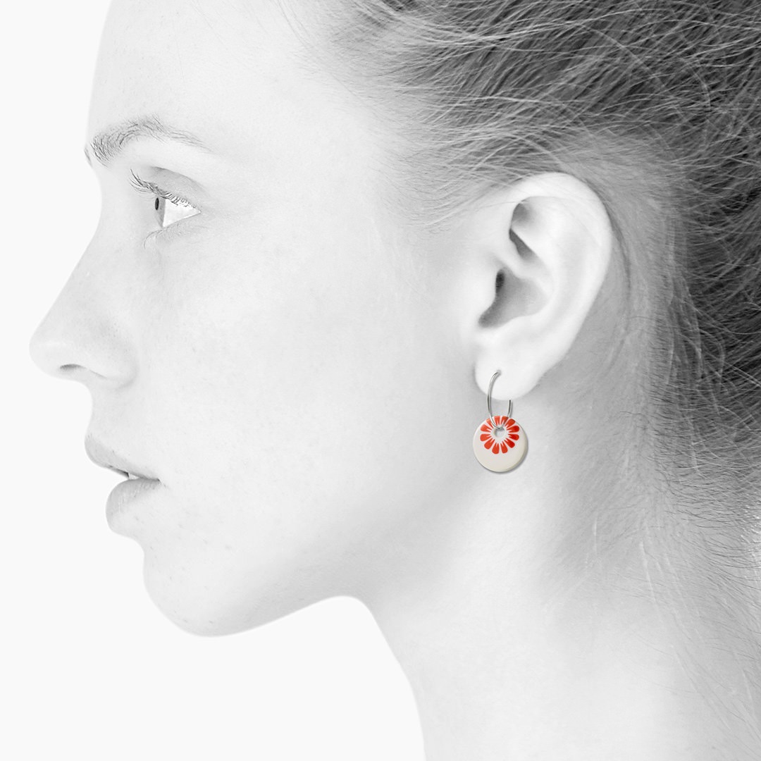 BLOOM hoop【WHITE / CORAL RED】