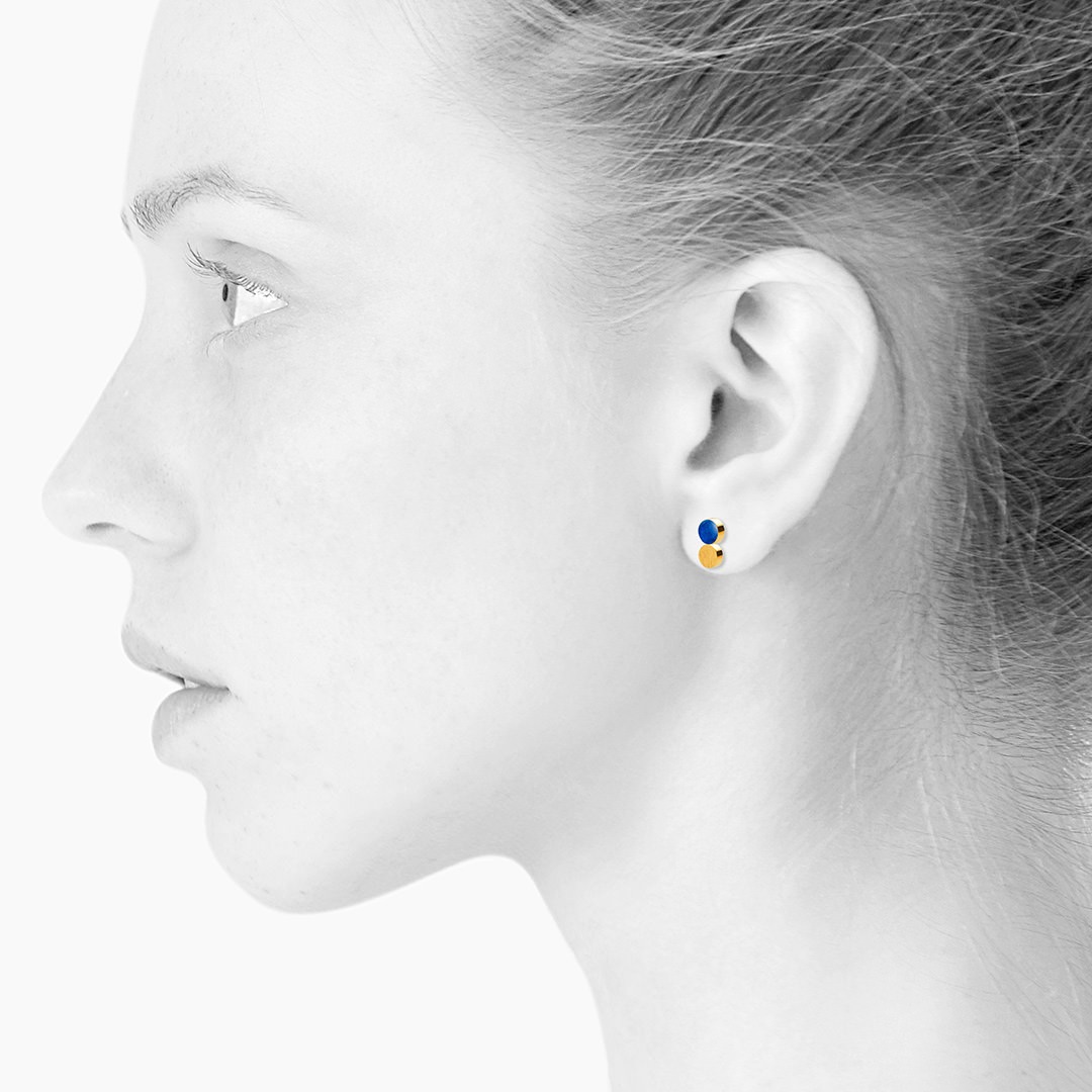 SIGN dotty stud tiny【OCEAN BLUE / GOLD】