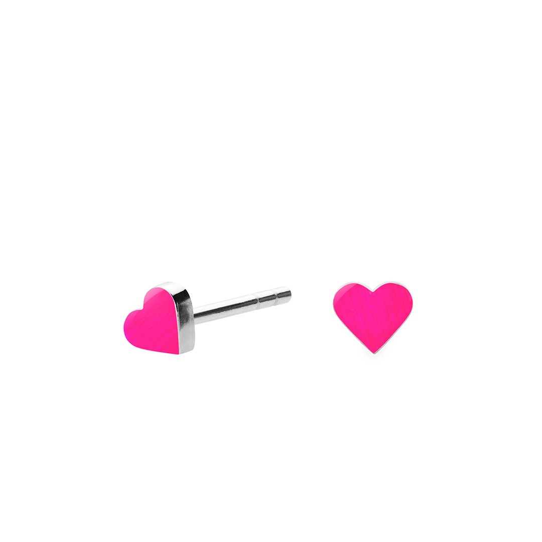 HEART stud nano【NEON PINK / SILVER】