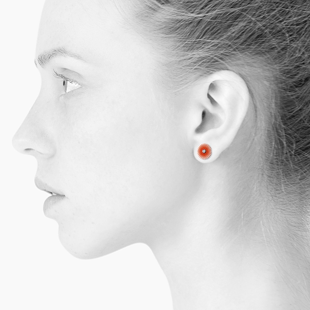 SPLASH stud【WHITE / CORAL RED】