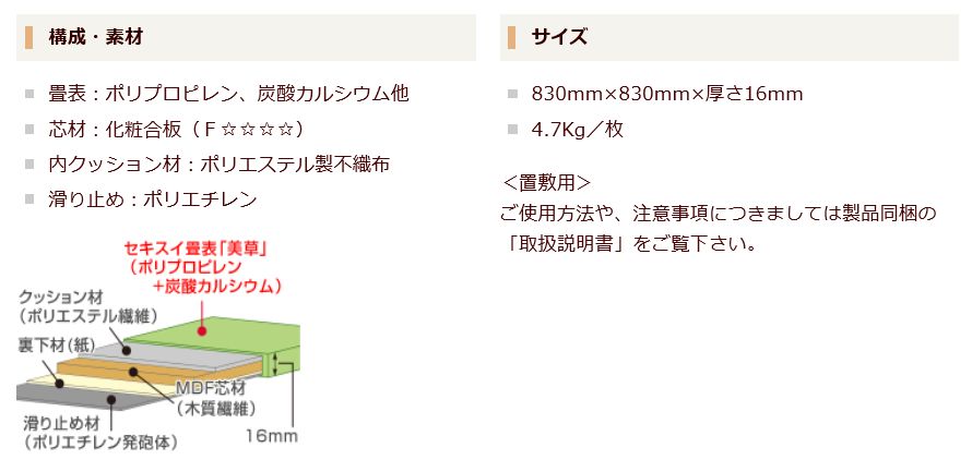 フロア畳】 セキスイ畳 美草 シュクレコレクション (置き畳) | すべて