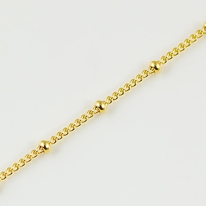 14KGF ネックレスチェーン 喜平(幅1.2mm)+ビーズ 幅1.9mm 45cm