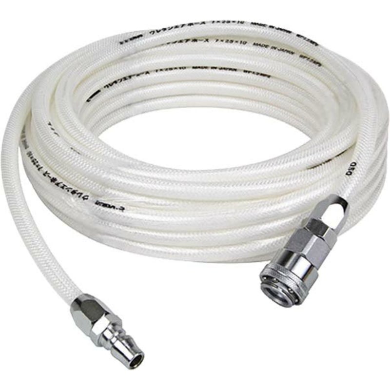 ウレタンエアホース　カプラ付 白色 30m 内7.0×外10mm
