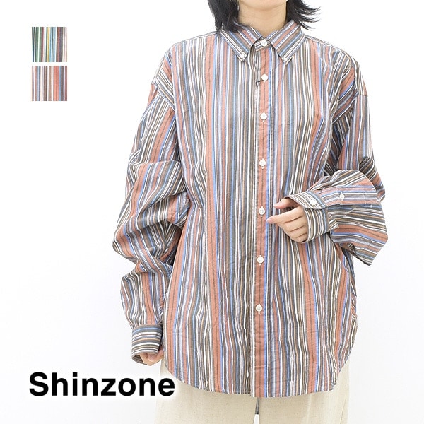 2023 MID-SUMMERTHE SHINZONE 󥾡 ǥ ޥȥ饤 DADDY SHIRTS MULTI STRIPE 쥮顼顼ӥå 23MMSBL08 ǥ̵