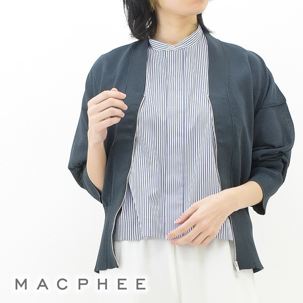 MACPHEE マカフィー ドライレーヨンZIPカーディガン 32-02306