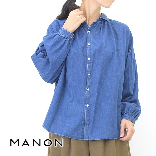 MANON マノン デニムアミカルシャツ ギャザーブラウス SH-236 レディース【送料無料】|M|BRAND LIST