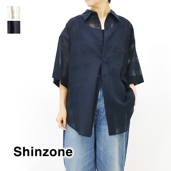 ⭐︎なみ⭐︎　シンゾーンワイドシャツ THE SHINZONE シンゾーン シアーワイドシャツ チェック 半袖