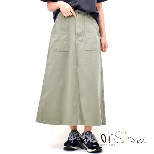 最終値下げ　オアスロウ orslow スカート 楽天市場】or slow オアスロウ デニム ペインター ロング