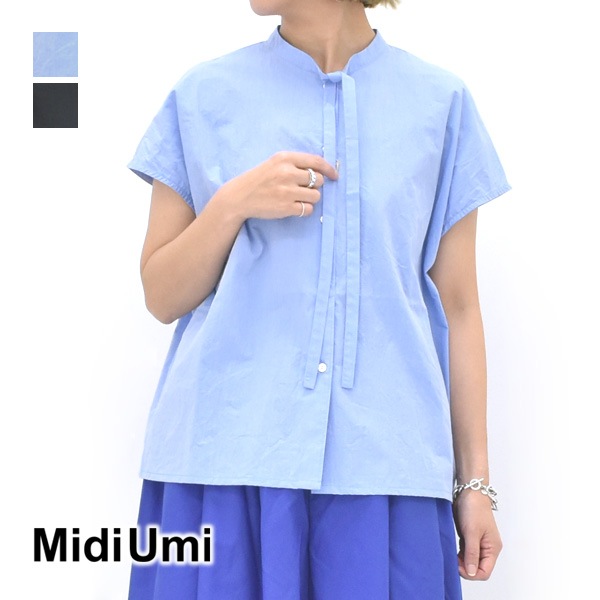 Midiumi ミディウミ タイショートシャツ フレンチスリーブブラウス