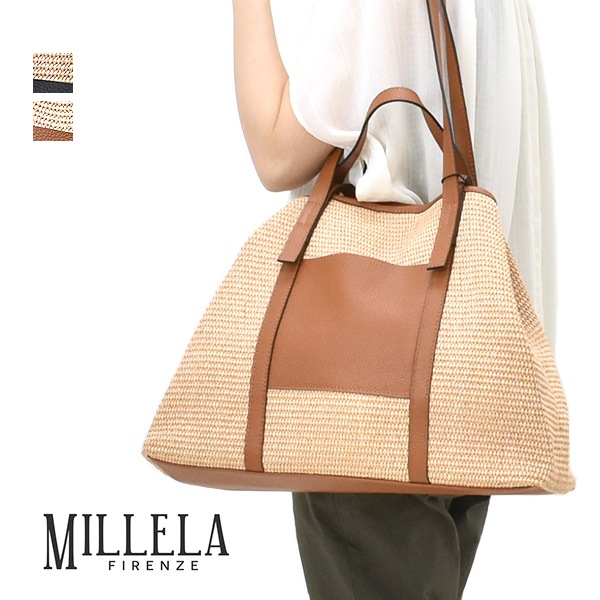 MILLELA FIRENZE ミレッラフィレンツェ ラフィア×レザートート