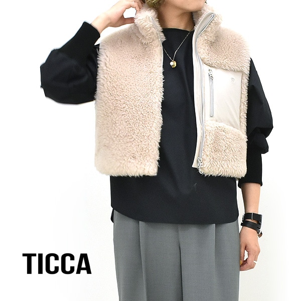 25AW】TICCA ティッカ ウールファーベスト ショート TBEA-081