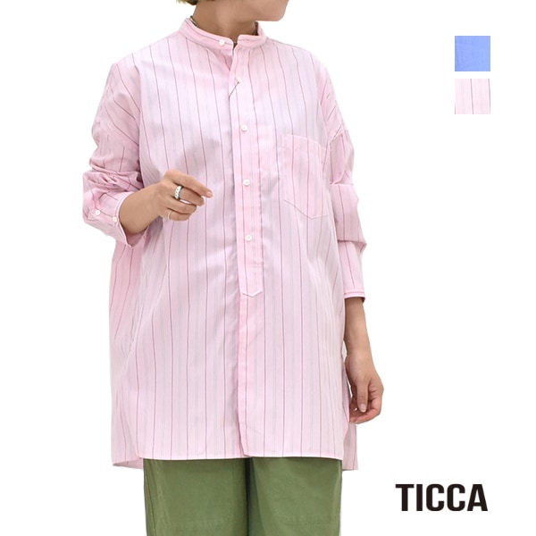TICCA ティッカ バンドカラーシャツ ピンク TICCA ティッカ スタンドスクエアシャツ UNI TBEA-104 レディース