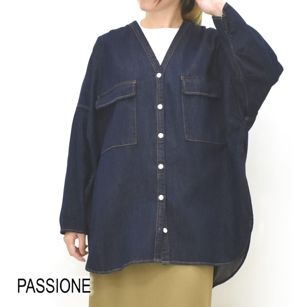 ミズイロインド スタンドカラー シアーシャツ ネイビー mizuiro ind スタンドカラーシアーシャツ｜ MARcourt ONLINE