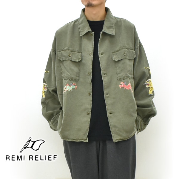 トップス REMI RELIEF Military Shirt Military Short Sleeve Shirt in Khaki – Blue Owl Workshop