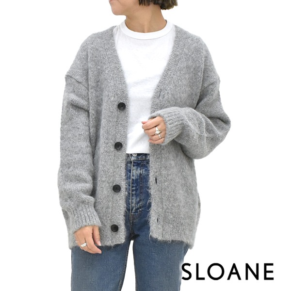 SLOANE スローン 3G天竺アルパカ×ウールVネックカーディガン SL10W-980