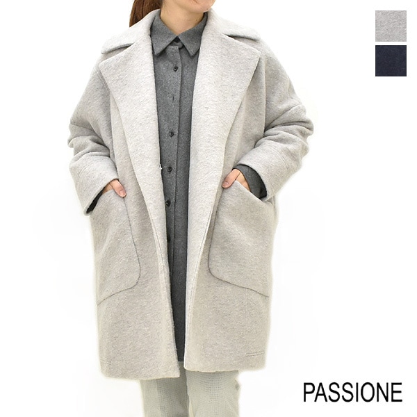 セール/20%OFF】PASSIONE パシオーネ ドルマンウール混コート 546431