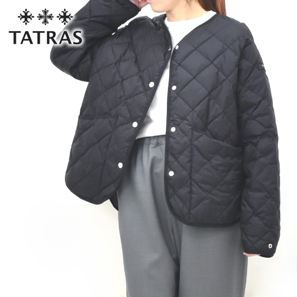 未使用級 タトラス SOLANAS ノーカラージップジャケット 袖ロゴ TATRAS (タトラス) ノーカラー フルジップ ダウンジャケット NOKO