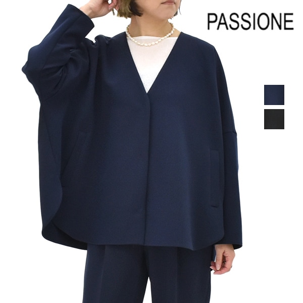 PASSIONE パシオーネ ストレッチノーカラージャケット 616402