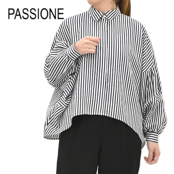 PASSIONE パシオーネ ストライプドルマンシャツ 616931 レディース