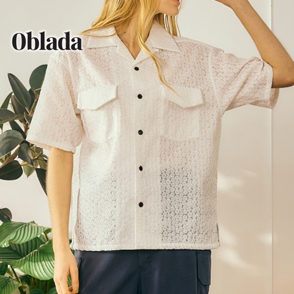 ��26SUMMER��Oblada ���֥�� �ե�����֥������꡼����� �ɽ� FLOWER EMBROIDERY SHIRT M2610SH06������̵����